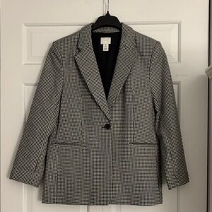 Women's Black and White Houndstooth Blazer